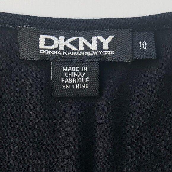 DKNY dress block black viscose stretch ontop & grey cotton sleeveless pockets 10 - Picture 7 of 16